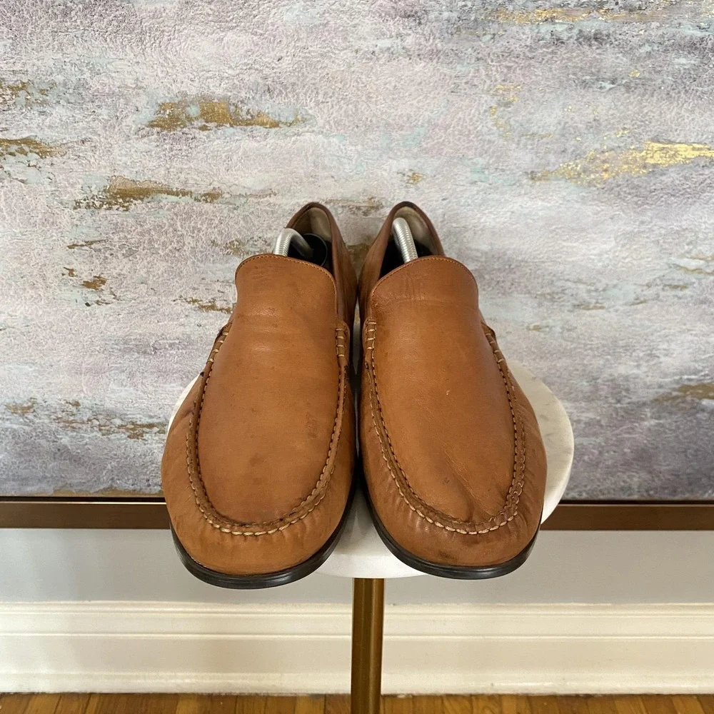 Johnston & Murphy Shoes Mens Size 11.5 Brown Leather Slip On Loafers 20-8470